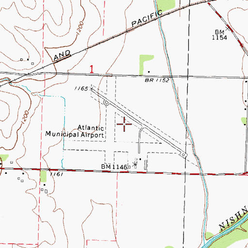 Topographic Map of Atlantic Municipal Airport, IA