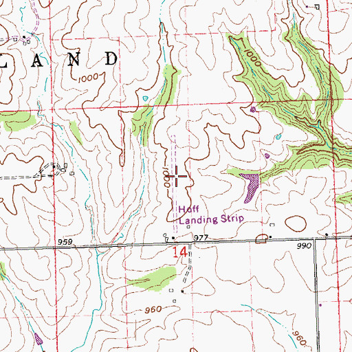 Topographic Map of Hoff Airport (historical), IA