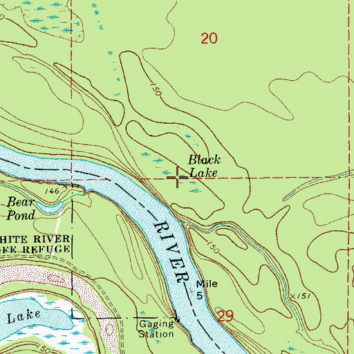 Topographic Map of Black Lake, AR