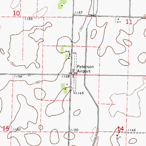 Topographic Map of Peterson Airport (historical), IA