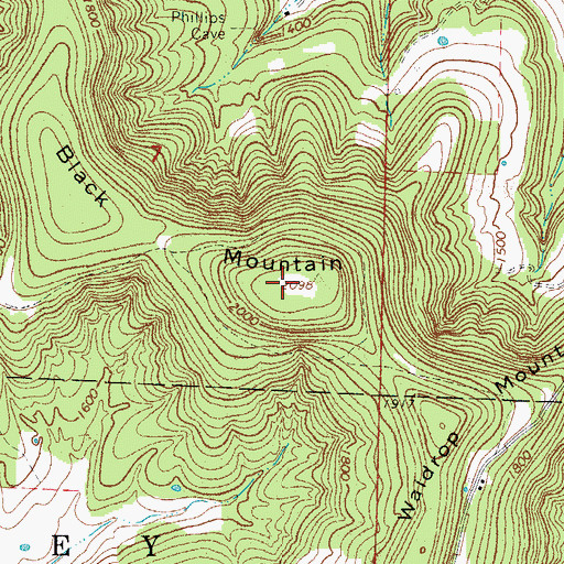 Topographic Map of Black Mountain, AR