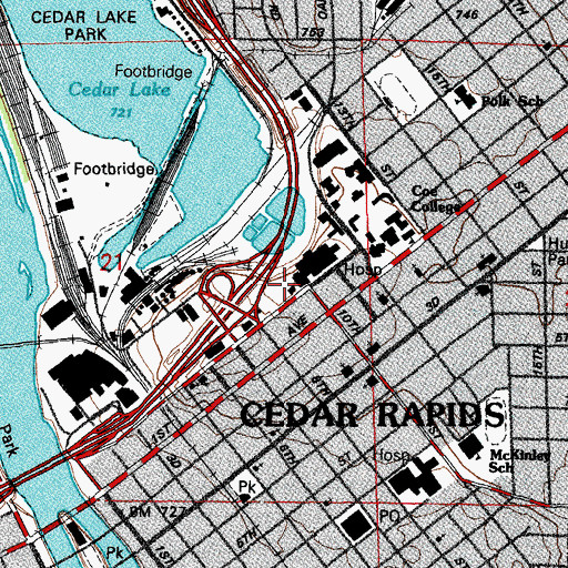 Topographic Map of Saint Lukes Hospital Emergency Heliport, IA