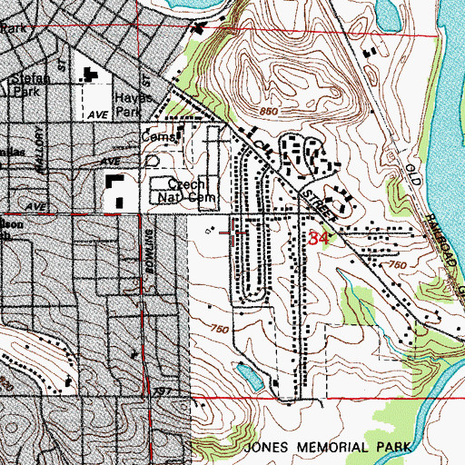 Topographic Map of Cedar Rapids Emergency Heliport, IA