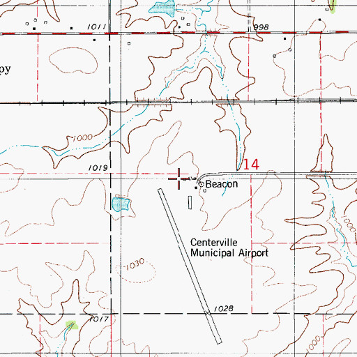 Topographic Map of Centerville Municipal Airport, IA
