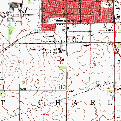 Topographic Map of Floyd County Memorial Hospital Heliport, IA