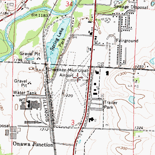 Topographic Map of Cherokee County Regional Airport, IA