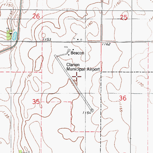 Topographic Map of Clarion Municipal Airport, IA