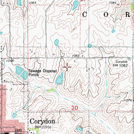 Topographic Map of Grismore Airport (historical), IA