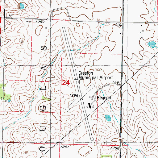 Topographic Map of Creston Municipal Airport, IA