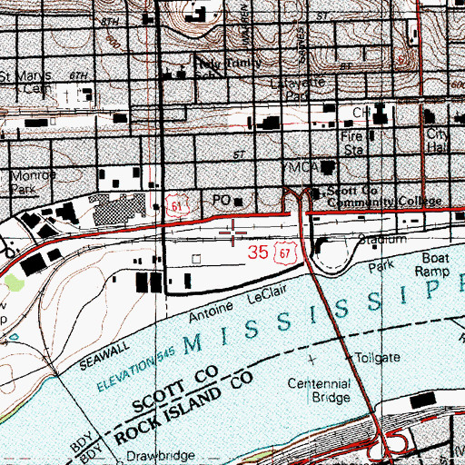 Topographic Map of Davenport Heliport, IA