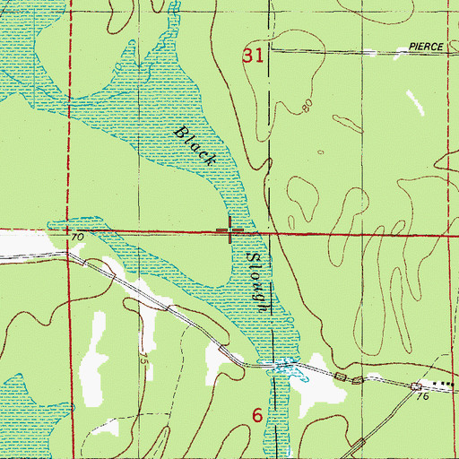 Topographic Map of Black Slough, AR