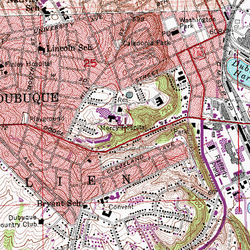 Topographic Map of Mercy Health Center Heliport, IA