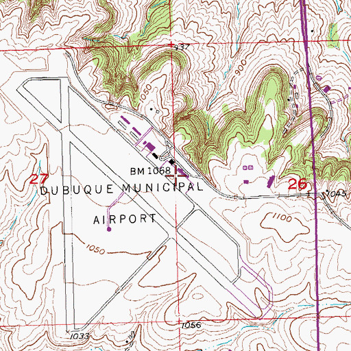 Topographic Map of Dubuque Regional Airport, IA