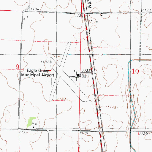 Topographic Map of Eagle Grove Municipal Airport, IA