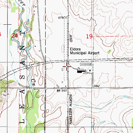 Topographic Map of Eldora Municipal Airport (historical), IA