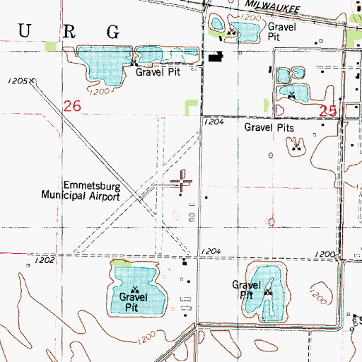 Topographic Map of Emmetsburg Municipal Airport, IA