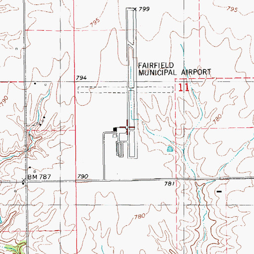Topographic Map of Fairfield Municipal Airport, IA
