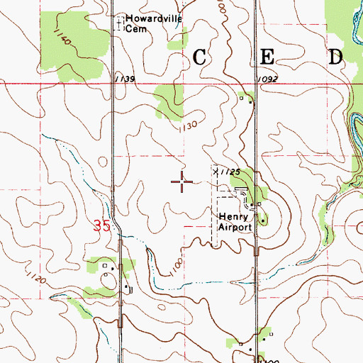 Topographic Map of Henry Airport (historical), IA