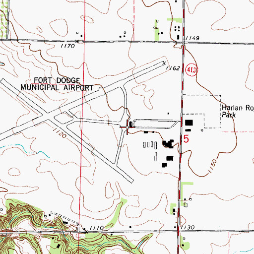 Topographic Map of Fort Dodge Regional Airport, IA
