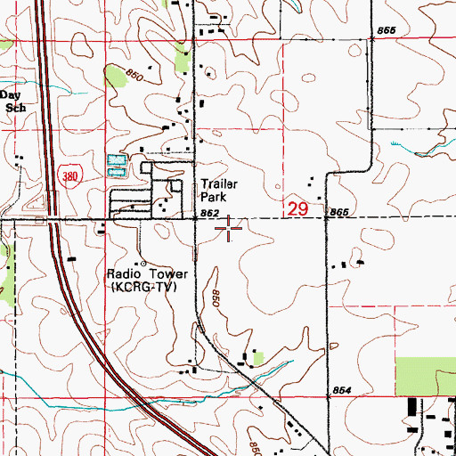 Topographic Map of Sherman Airport (historical), IA