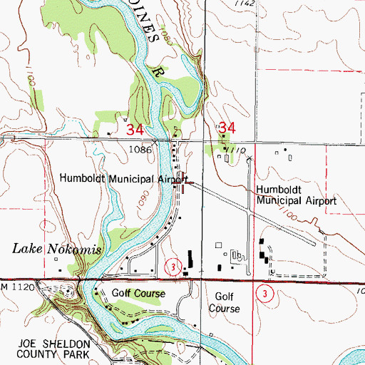 Topographic Map of Humboldt Municipal Airport, IA