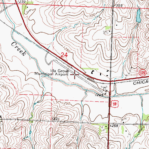 Topographic Map of Ida Grove Municipal Airport, IA