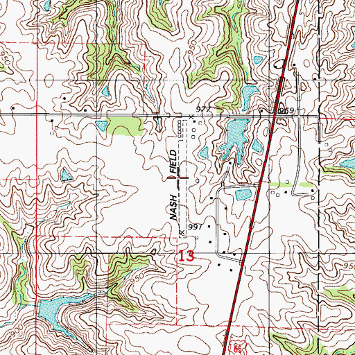 Topographic Map of Nash Field Indianola Airport, IA