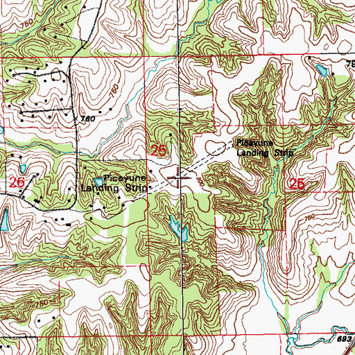 Topographic Map of Picayune Airport, IA