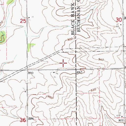 Topographic Map of Coller Airstrip (historical), IA