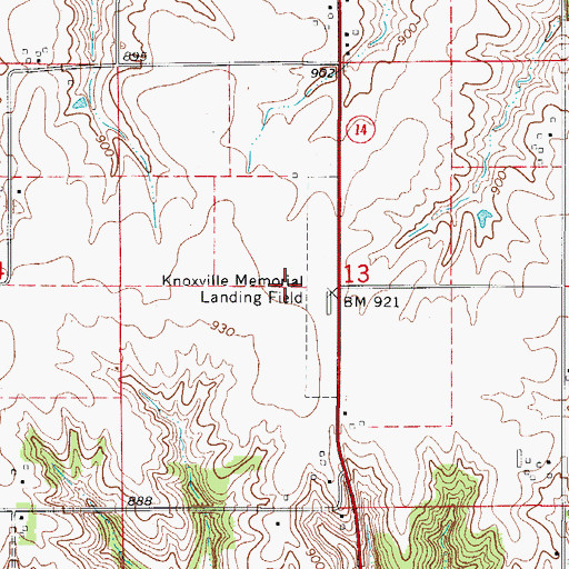 Topographic Map of Knoxville Municipal Airport, IA