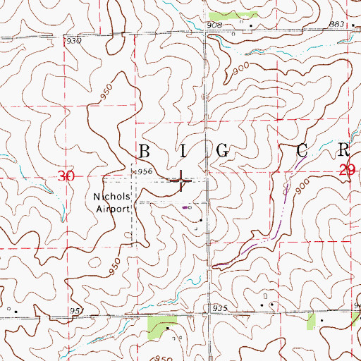 Topographic Map of Nichols Airport, IA