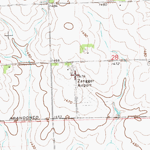 Topographic Map of Zangger Vintage Airpark, IA