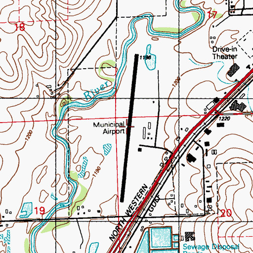 Topographic Map of Le Mars Municipal Airport, IA