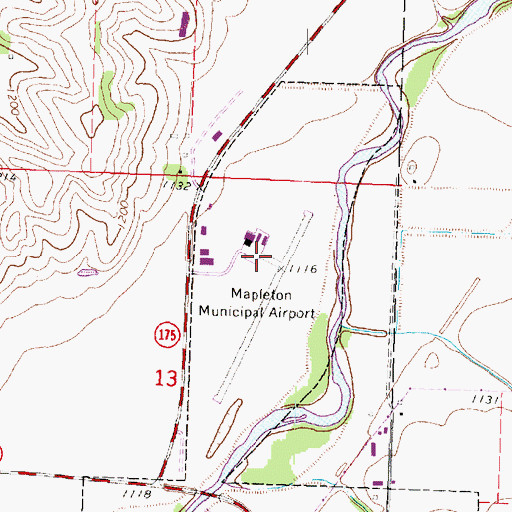 Topographic Map of James G Whiting Memorial Field, IA