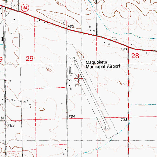Topographic Map of Maquoketa Municipal Airport, IA