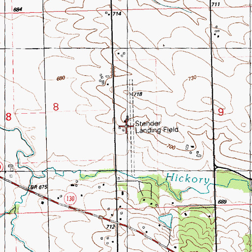 Topographic Map of Stender Airport, IA