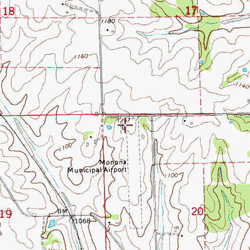 Topographic Map of Monona Municipal Airport, IA