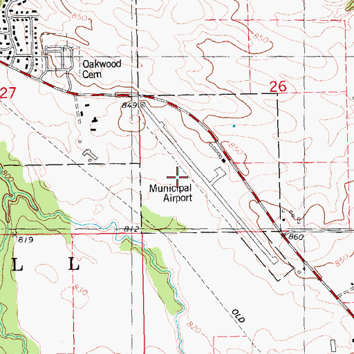 Topographic Map of Monticello Regional Airport, IA