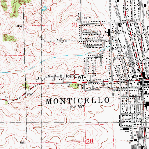 Topographic Map of John McDonald Hospital Heliport, IA