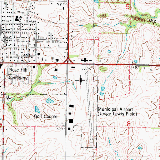 Topographic Map of Judge Lewis Field Mount Ayr Municipal Airport, IA