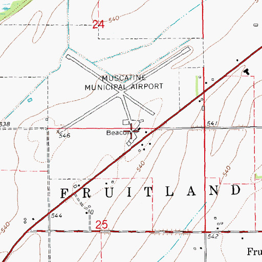 Topographic Map of Muscatine Municipal Airport, IA