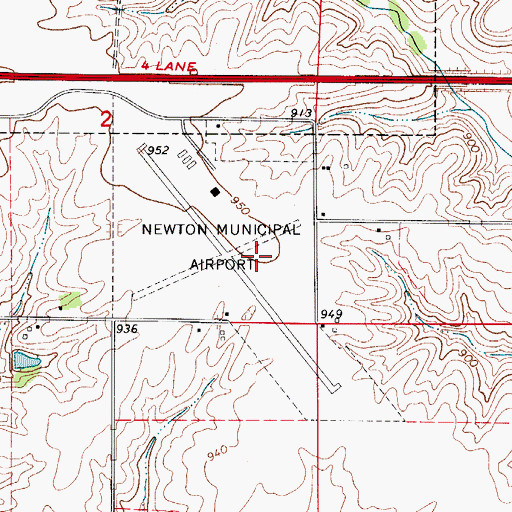 Topographic Map of Newton Municipal Airport-Earl Johnson Field, IA