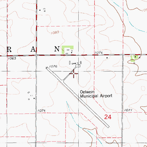 Topographic Map of Oelwein Municipal Airport, IA