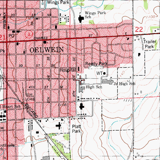 Topographic Map of Mercy Hospital Heliport, IA