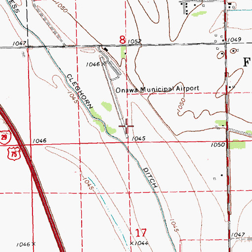 Topographic Map of Onawa Municipal Airport, IA