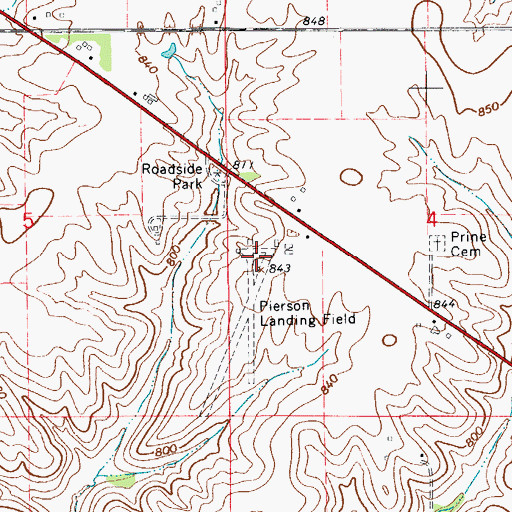 Topographic Map of Pierson Field Airport (historical), IA