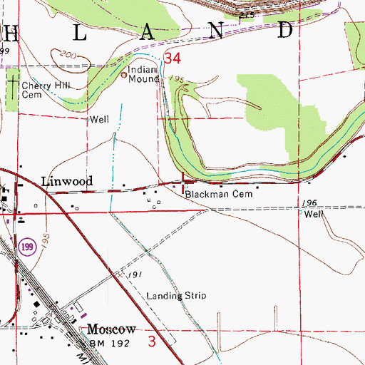 Topographic Map of Blackman Cemetery, AR