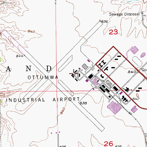 Topographic Map of Ottumwa Regional Airport, IA