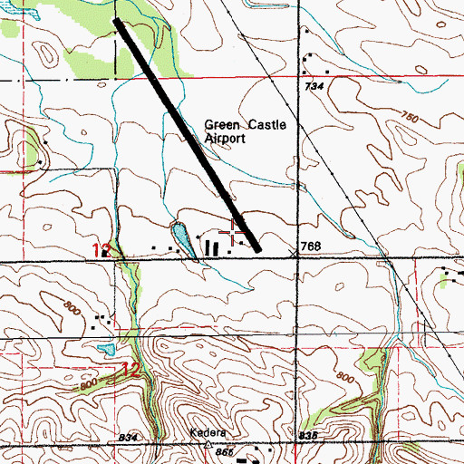 Topographic Map of Green Castle Airport, IA