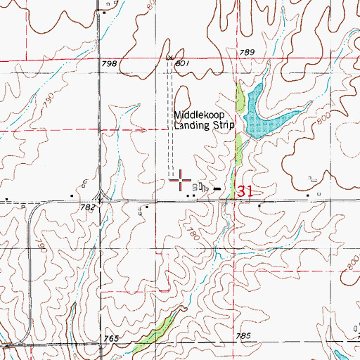 Topographic Map of Middlekoop Airport, IA
